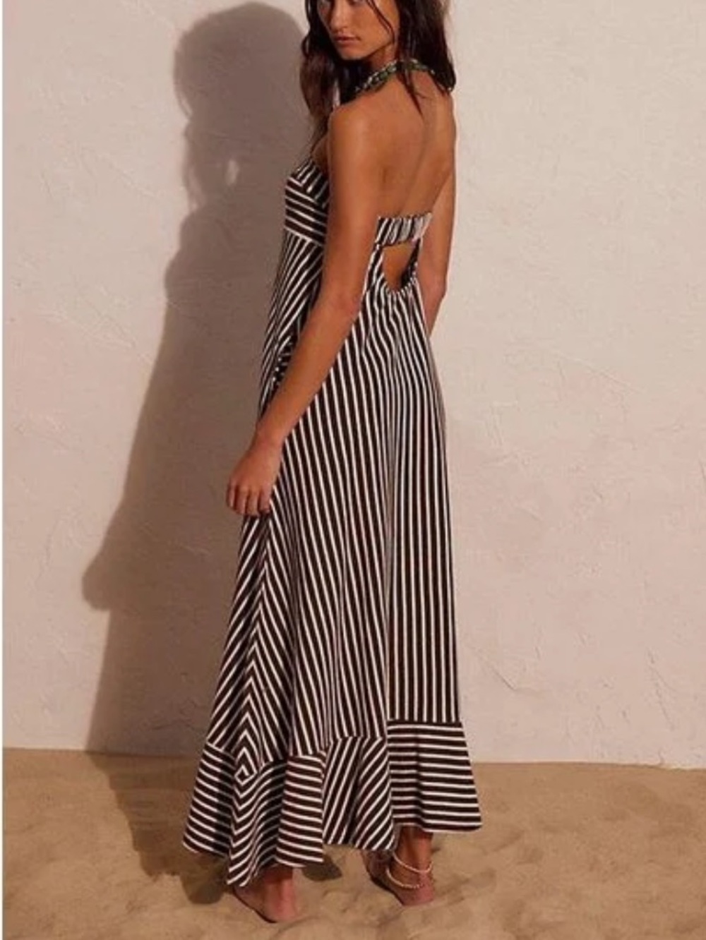 Sadie Striped Midi Dress by free-est at Free People 
Coconut Milk Combo Brown L - Picture 2 of 12